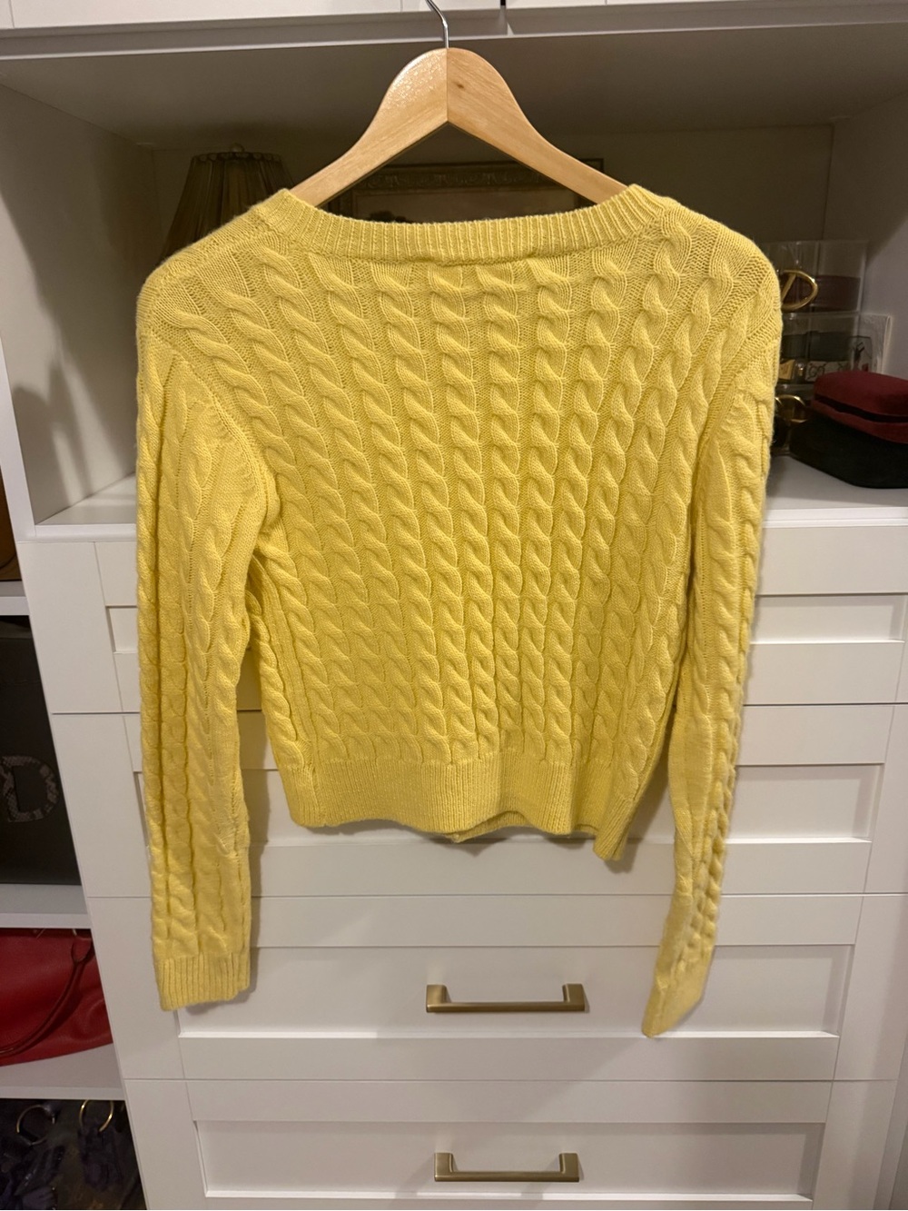 ASTR Pale Yellow Cable Knit Pearl Button Cardigan - Picture 5 of 6